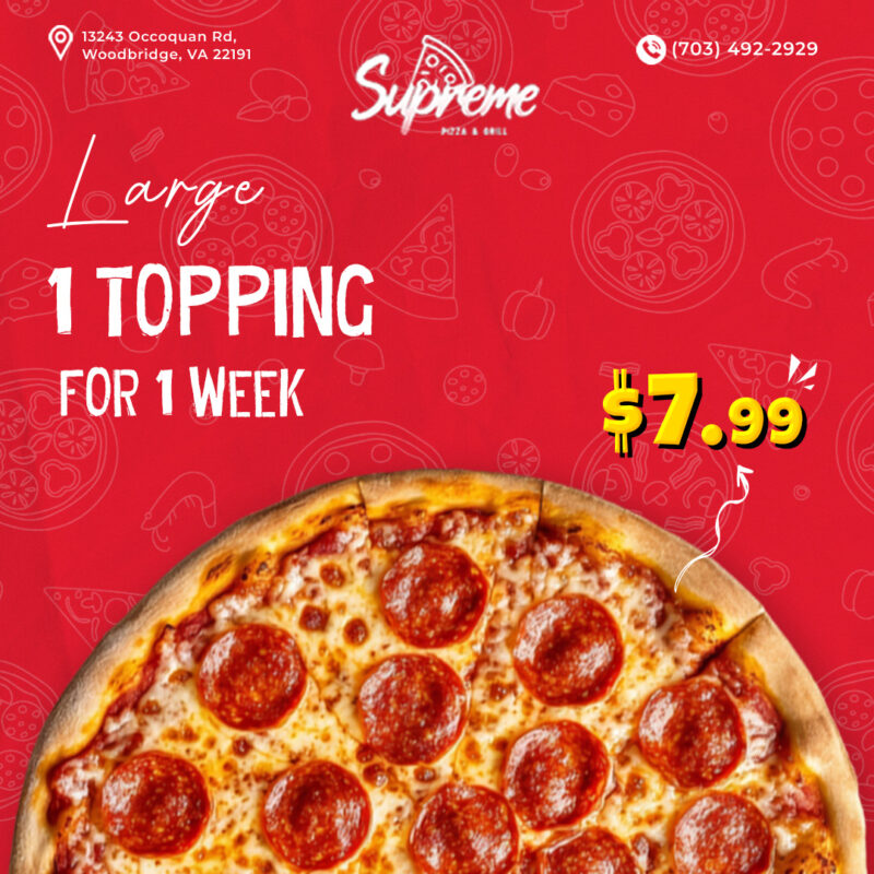 Large 1 Topping Pizza for just $7.99