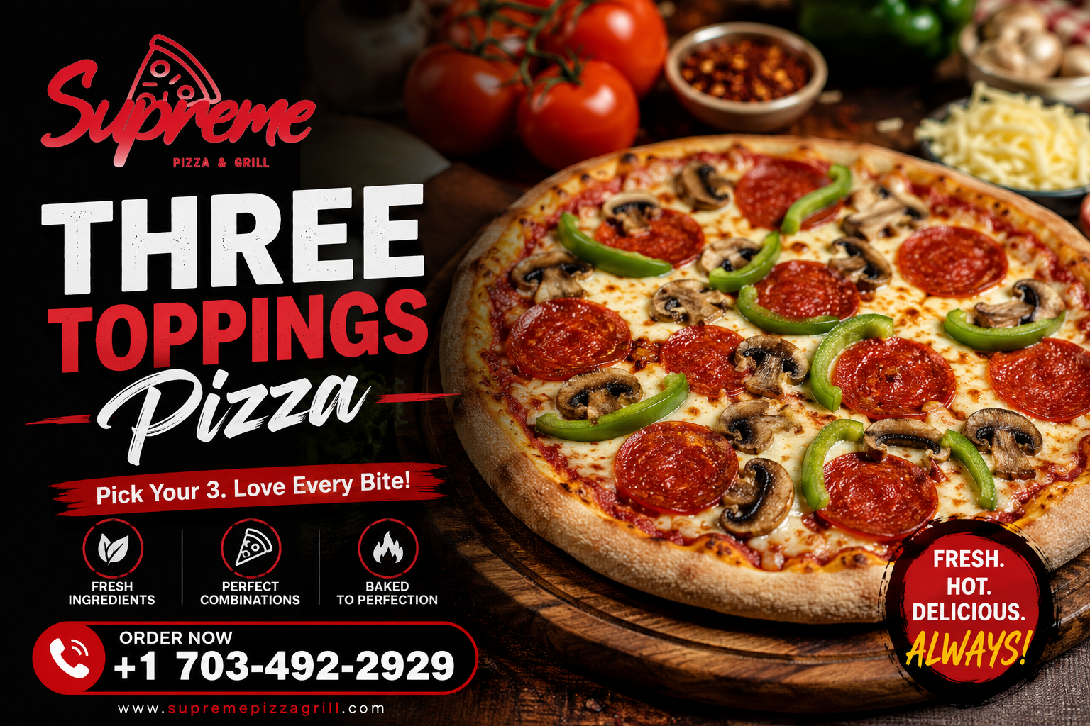 Three Toppings Pizza
