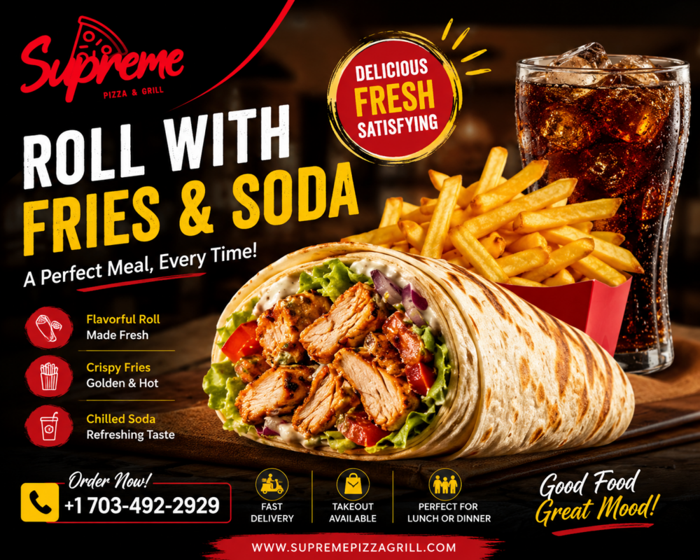 Roll With Fries & Soda