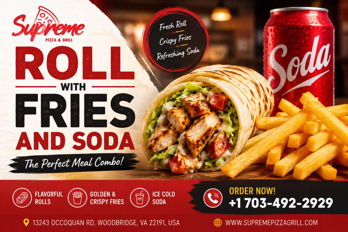 Roll with Fries and Soda